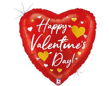 18in VALENTINE HEART ARROWS FOIL BALLOON