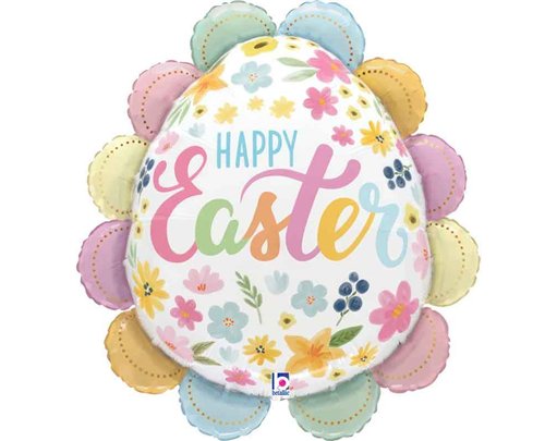 39in RUFFLED FLORAL EASTER EGG FOIL BALLOON