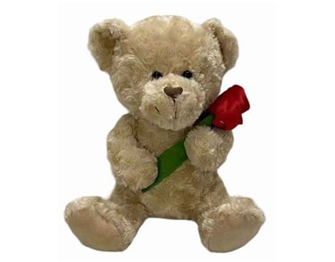 25cm VALENTINES BEAR WITH ROSE
