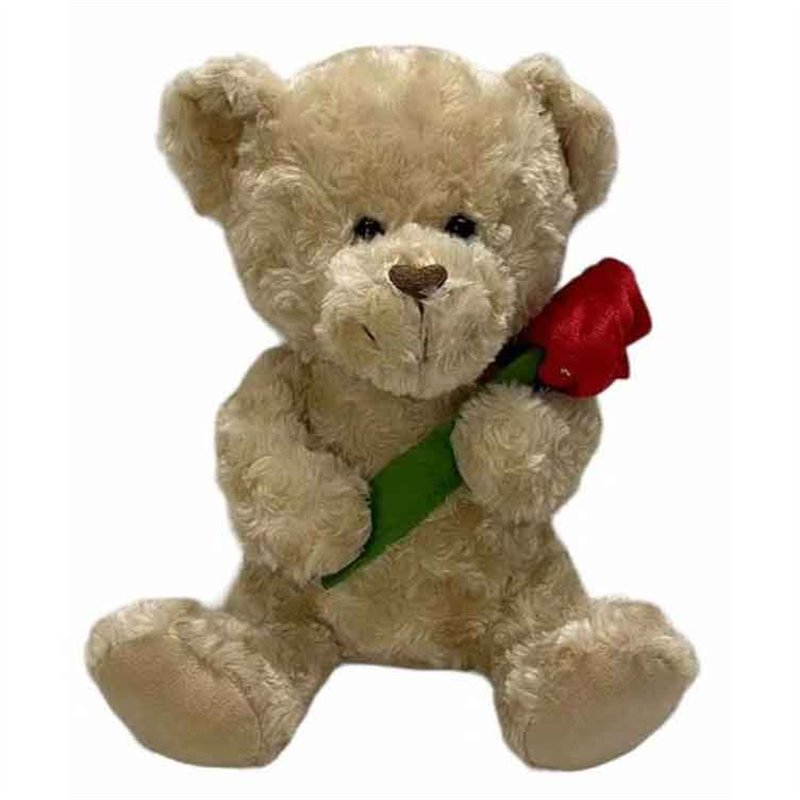 25cm VALENTINES BEAR WITH ROSE