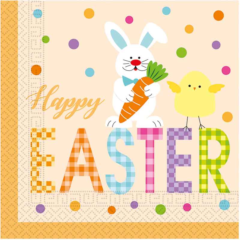 20PK HAPPY EASTER ANIMALS NAPKINS
