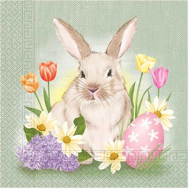 20PK BUNNY & FLOWERS NAPKINS
