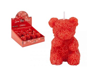 6.6cm SCENTED ROSE BEAR CANDLE 12S