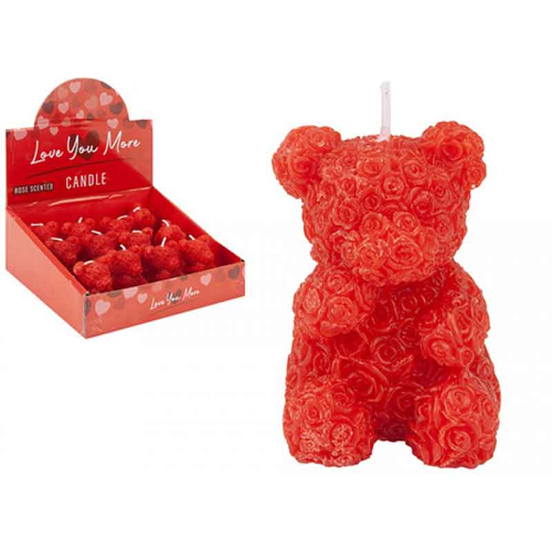 6.6cm SCENTED ROSE BEAR CANDLE 12S