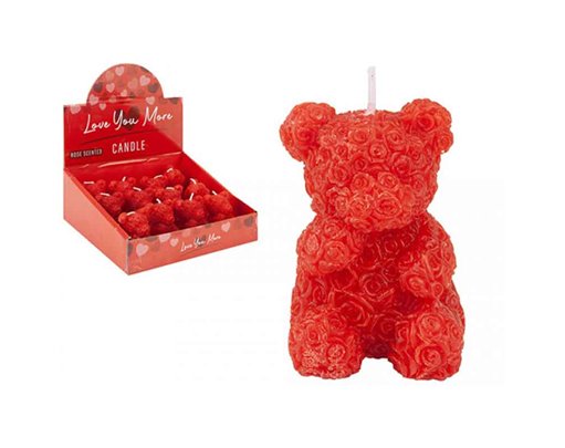 6.6cm SCENTED ROSE BEAR CANDLE 12S