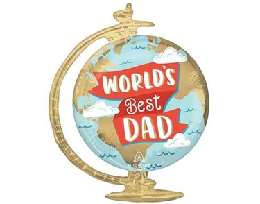WORLD'S BEST DAD GLOBE SUPERSHAPE FOIL BALLOON