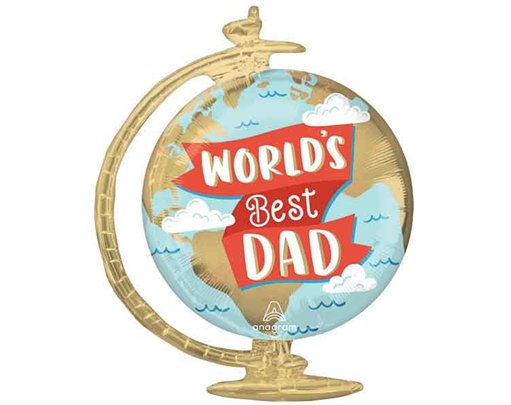 WORLD'S BEST DAD GLOBE SUPERSHAPE FOIL BALLOON
