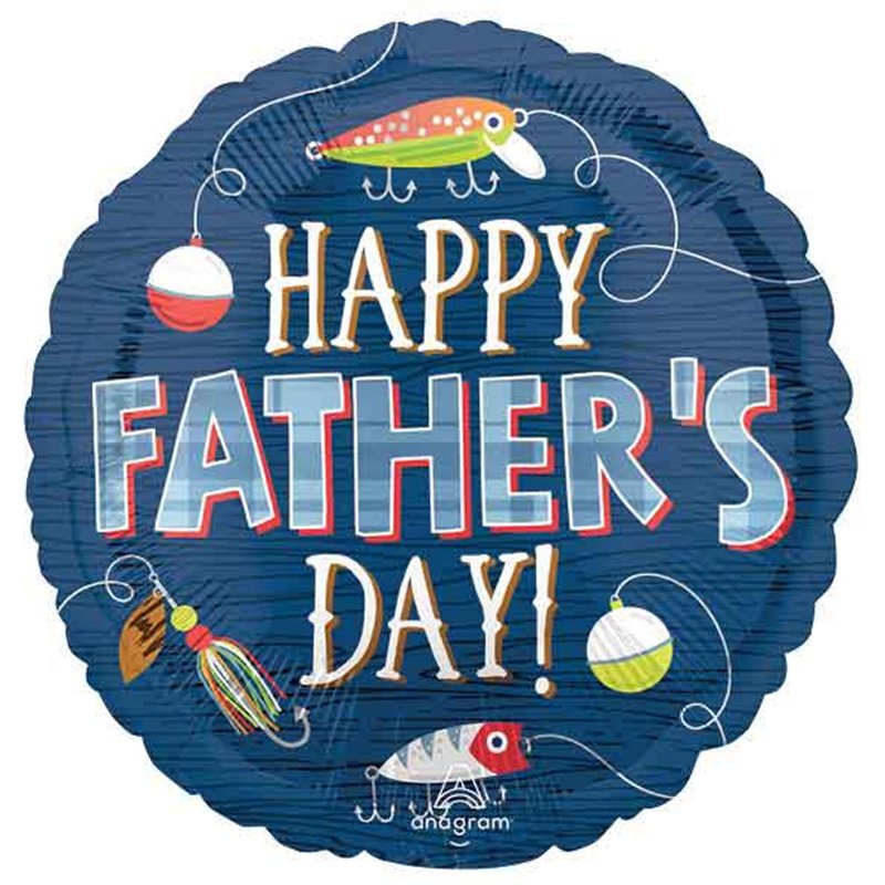18in HAPPY FATHERS DAY HOOKED ON DAD FOIL BALLOON