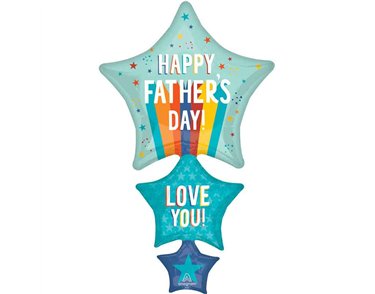 FATHER'S DAY PLAYFUL STRIPES & STARS SUPERSHAPE FOIL BALLOON