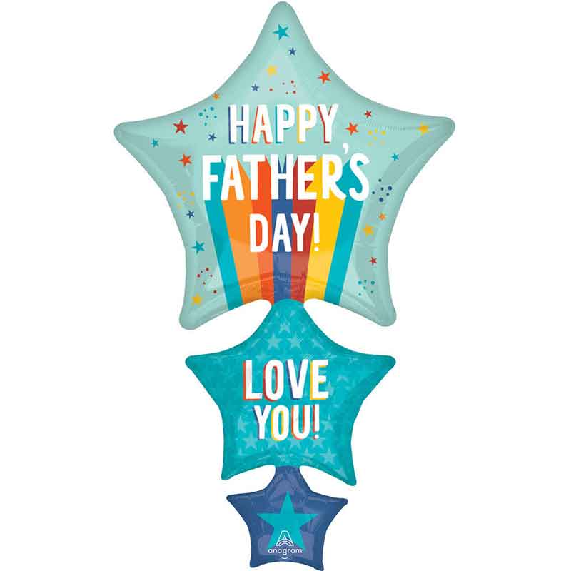 FATHER'S DAY PLAYFUL STRIPES & STARS SUPERSHAPE FOIL BALLOON