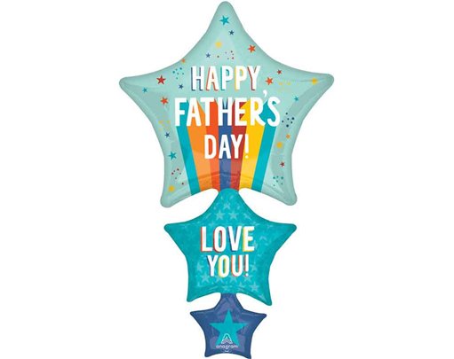 FATHER'S DAY PLAYFUL STRIPES & STARS SUPERSHAPE FOIL BALLOON