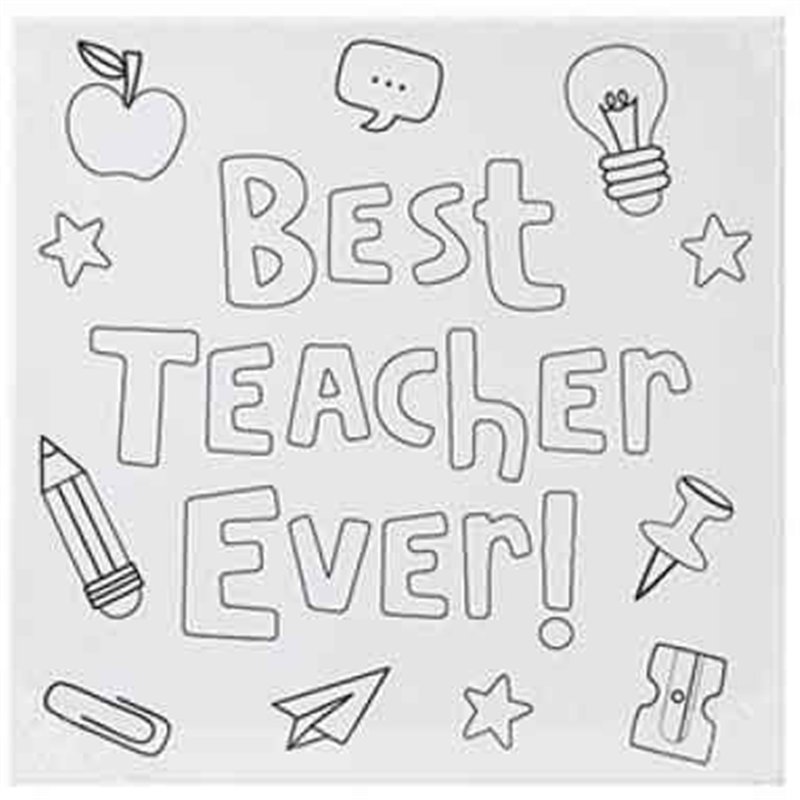 BEST TEACHER EVER COLOUR YOUR OWN CANVAS