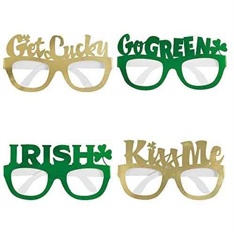 4PK ST PATRICK'S DAY FOIL PARTY GLASSES