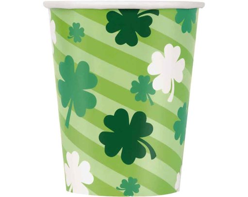 8PK 9oz LUCKY CLOVER ST PATS DAY CUPS