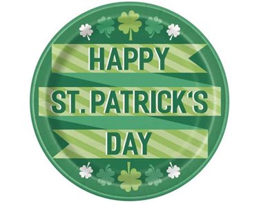 8PK 9in LUCKY CLOVER ST PATS DAY PLATES