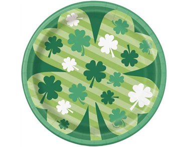 8PK 7in LUCKY CLOVER PLATES
