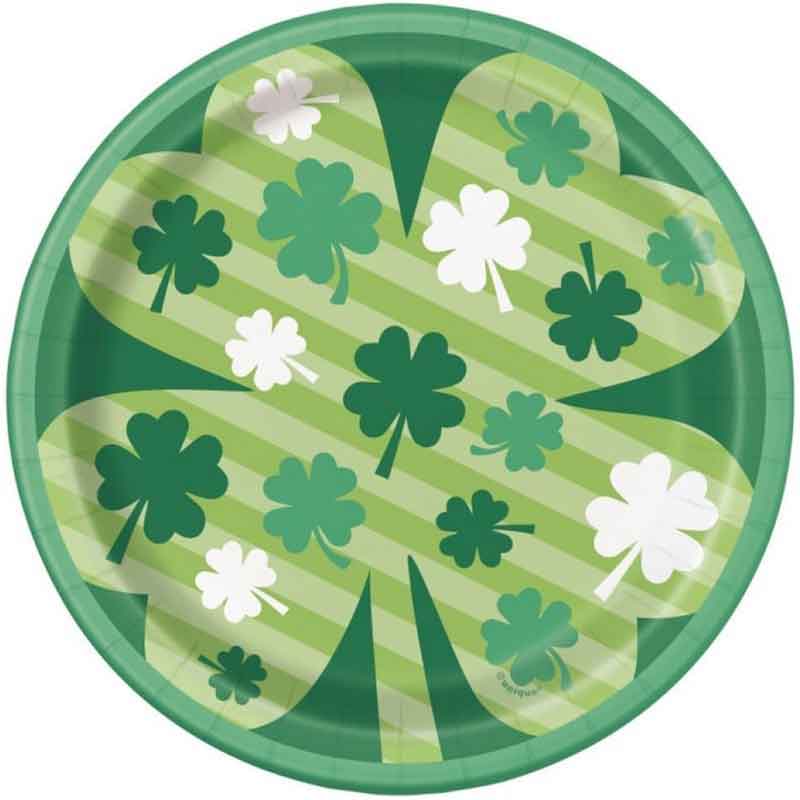 8PK 7in LUCKY CLOVER PLATES
