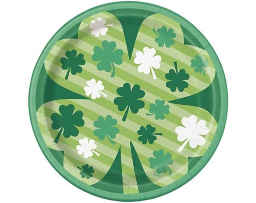 8PK 7in LUCKY CLOVER PLATES