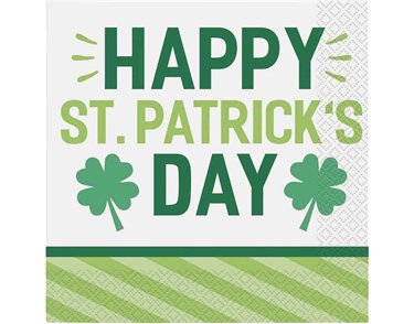 16PK LUCKY CLOVER ST PATS DAY LUNCHEON NAPKINS