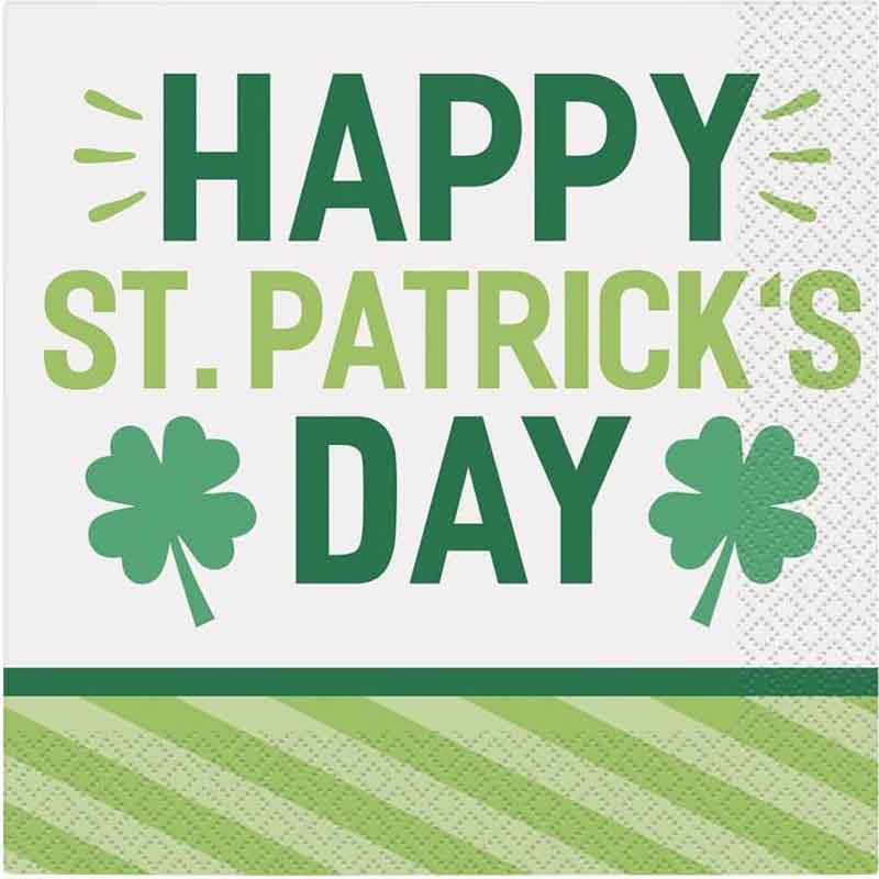 16PK LUCKY CLOVER ST PATS DAY LUNCHEON NAPKINS