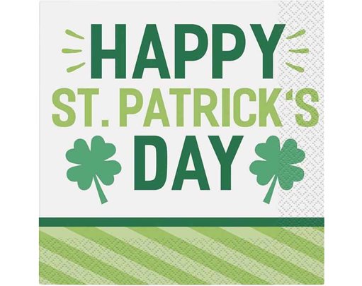 16PK LUCKY CLOVER ST PATS DAY LUNCHEON NAPKINS