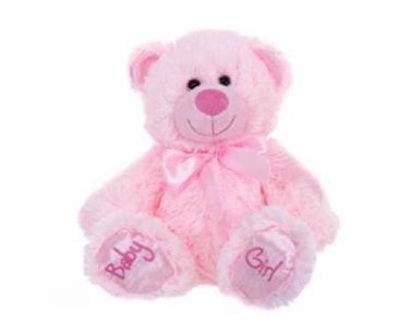 8IN SITTIN BABY GIRL BEAR PINK