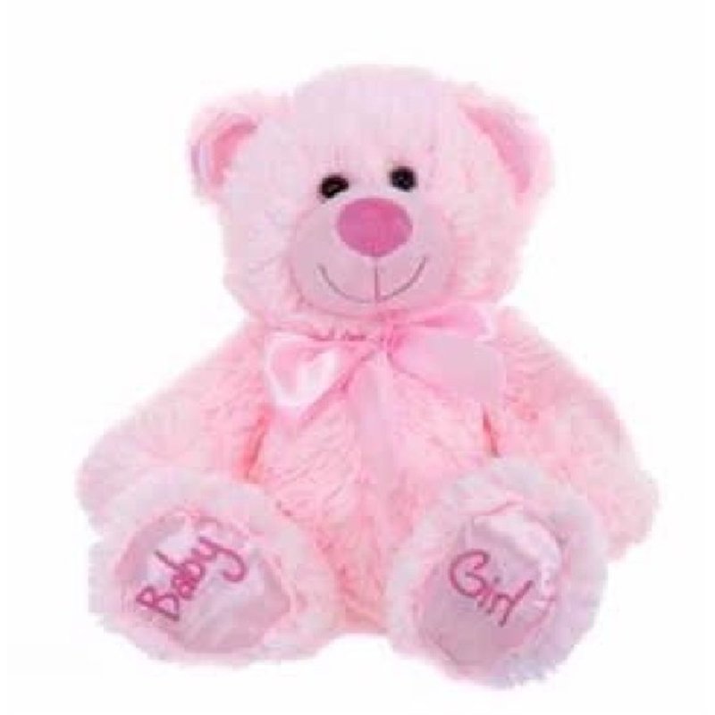 8IN SITTIN BABY GIRL BEAR PINK