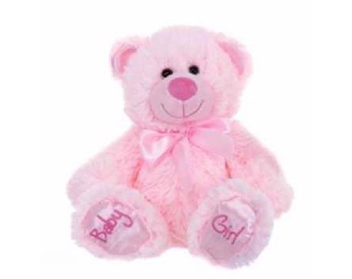 8IN SITTIN BABY GIRL BEAR PINK