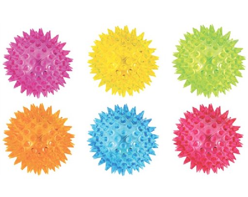 7.5CM 6ASST SPIKEY L/UP BALLS  12S