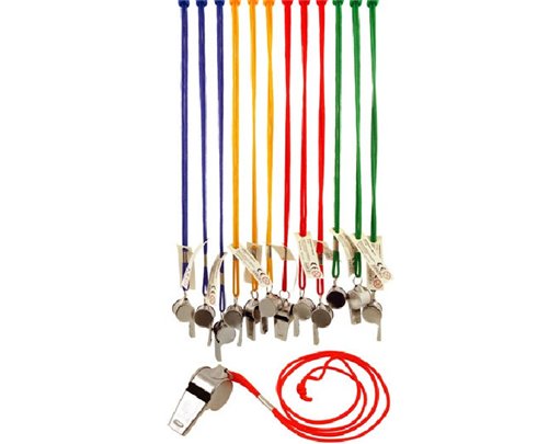 WHISTLE METAL ON COLOUR CORD  12S