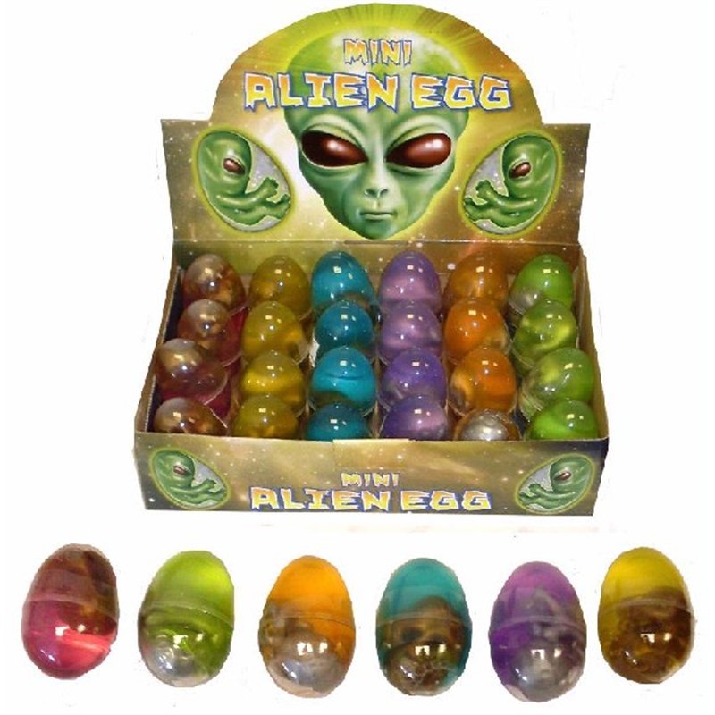 ASST MINI ALIEN EGG GOLD/SILVER ALIEN  24S