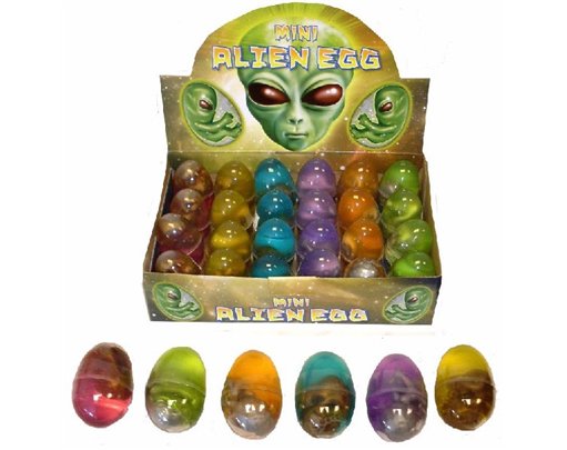 ASST MINI ALIEN EGG GOLD/SILVER ALIEN  24S