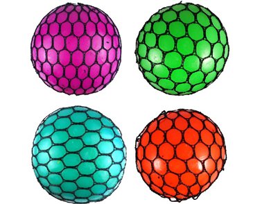 7CM 4ASST MESH SQUEEZE BALL  12S