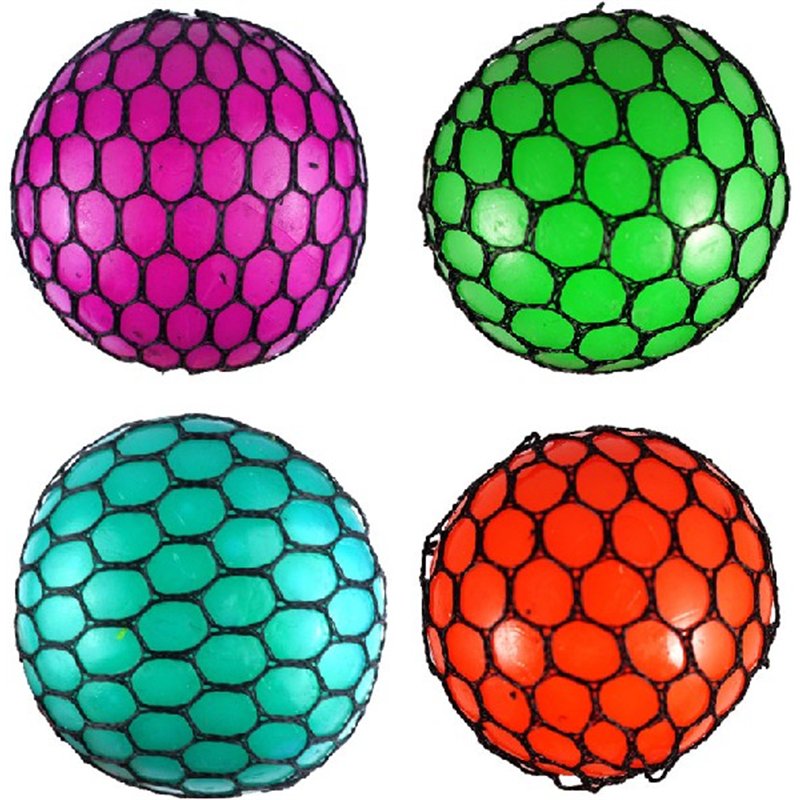 7CM 4ASST MESH SQUEEZE BALL  12S
