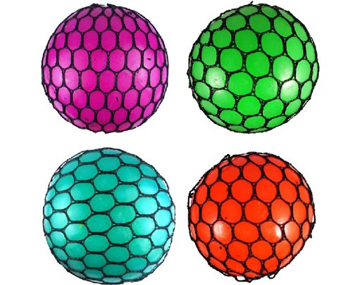 7CM 4ASST MESH SQUEEZE BALL  12S