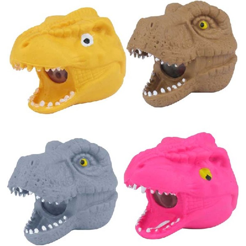 4ASST SQUEEZE DINO HEAD W/BEADS  12S
