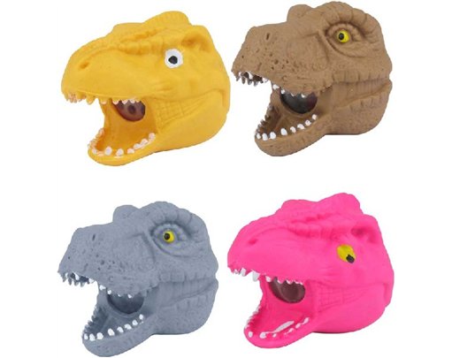 4ASST SQUEEZE DINO HEAD W/BEADS  12S