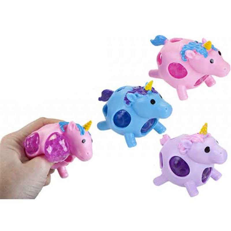 9cm SQUISHY UNICORN BALL WITH  BEADS 12S