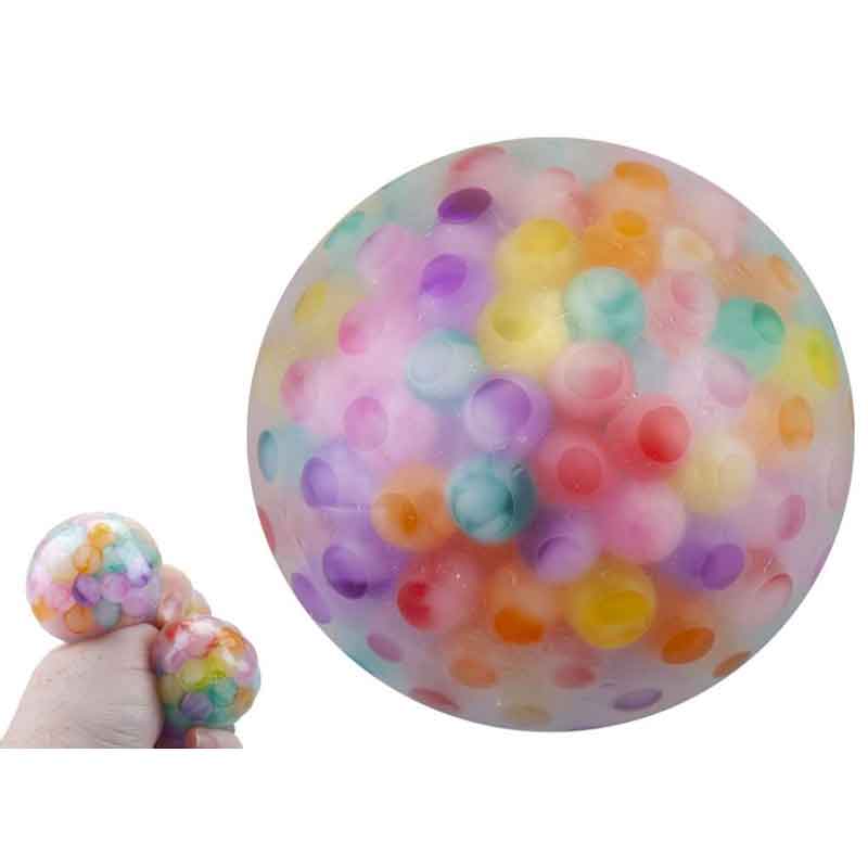 6.5cm SQUISHY BEAD BALL WITH PASTEL BEADS 12S