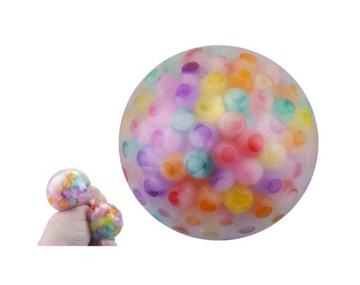 6.5cm SQUISHY BEAD BALL WITH PASTEL BEADS 12S