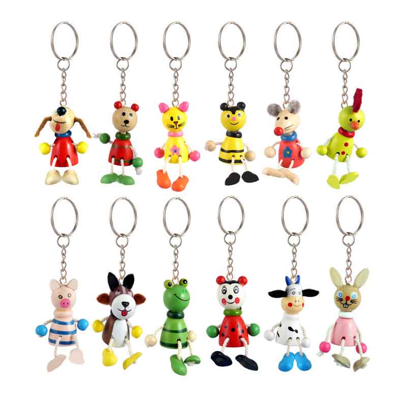 5cm WOODEN ANIMAL KEYCHAIN 60S