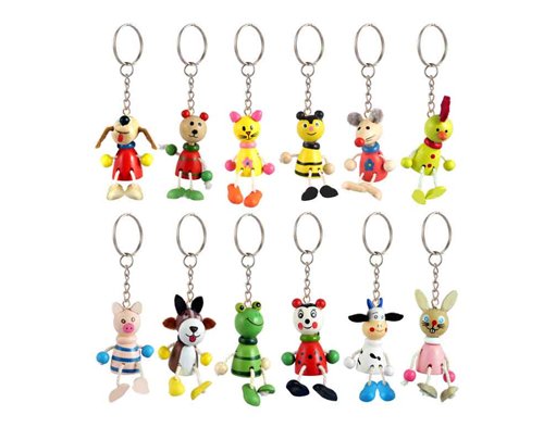 5cm WOODEN ANIMAL KEYCHAIN 60S