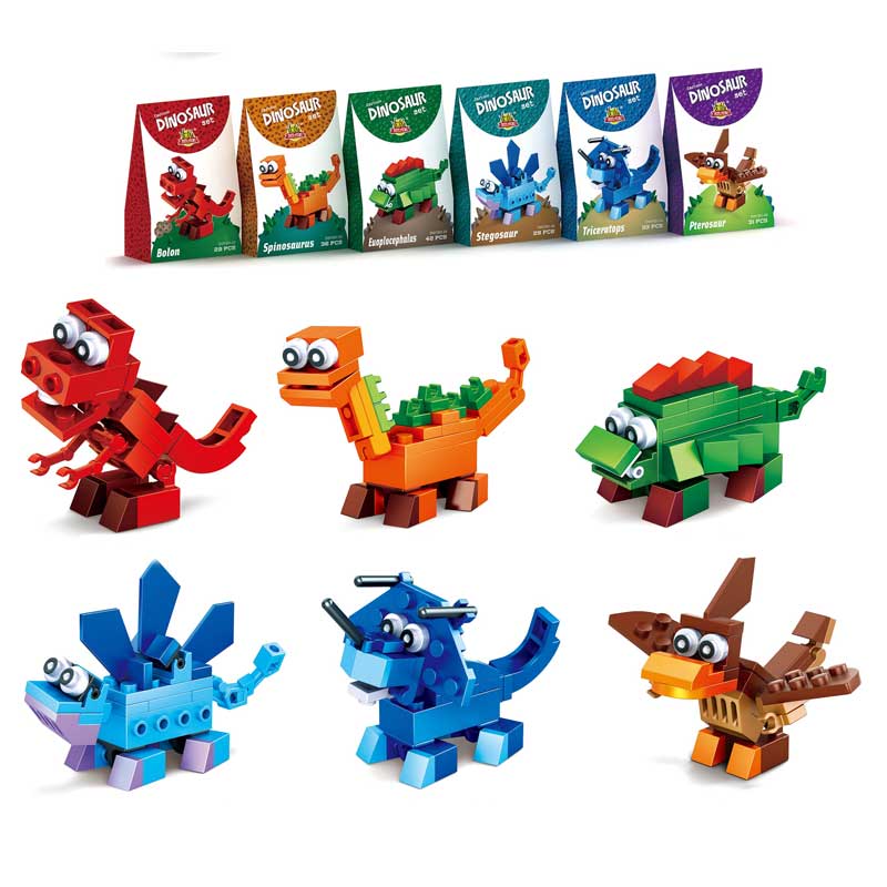 6ASST DINOSAUR BLOCKS KIT 12S