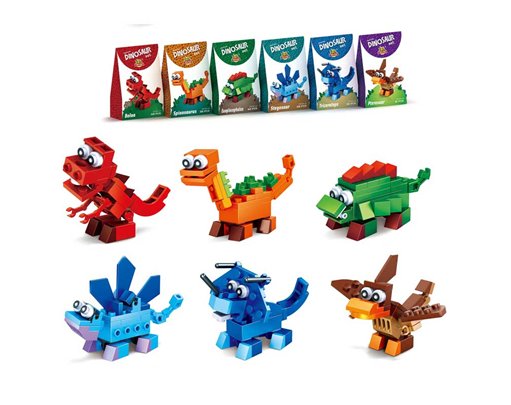 6ASST DINOSAUR BLOCKS KIT 12S