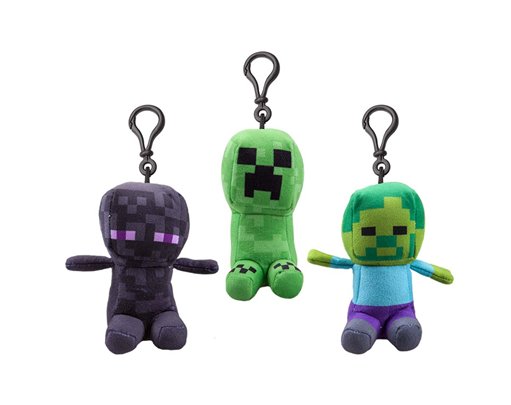 13cm 3ASST MINECRAFT PLUSH CHARACTER CLIP-ON