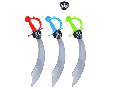 2PC 3ASST PIRATE SWORD WITH EYEPATCH SET