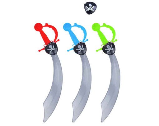 2PC 3ASST PIRATE SWORD WITH EYEPATCH SET