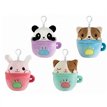 10cm 4ASST CLIP ON PLUSH TEACUP FRIEND