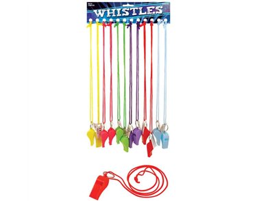 5.5cm NEON WHISTLE WITH STRING 12S