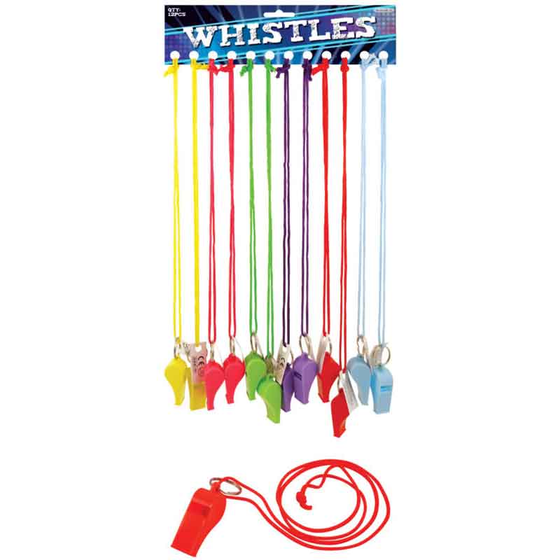 5.5cm NEON WHISTLE WITH STRING 12S